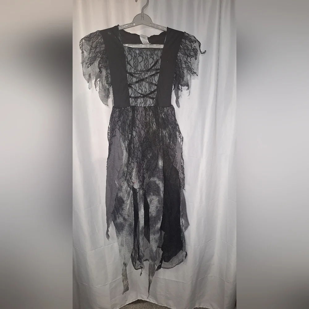 Kids Black and Gray Lace Halloween Costume Dress